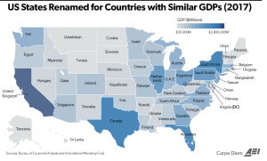 Сравнение экономик Отдельных штатов США и Стран мира.